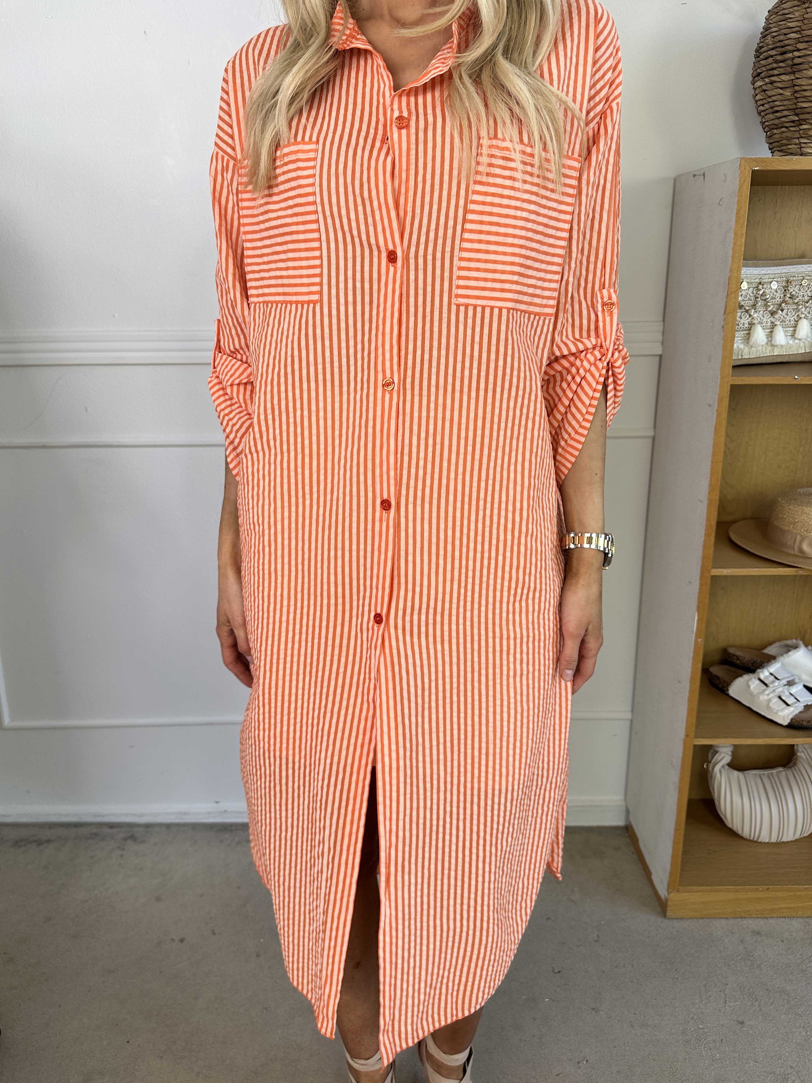 Irena - Långrandig skjorta i ström och vågigt tyg